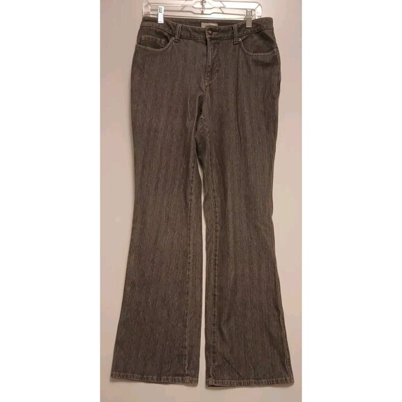 COLDWATER CREEK LIGHT Faded BLACK /Gray JEANS  Size 8 98516 BOOT CUT BUTTON ZIP - Picture 1 of 7